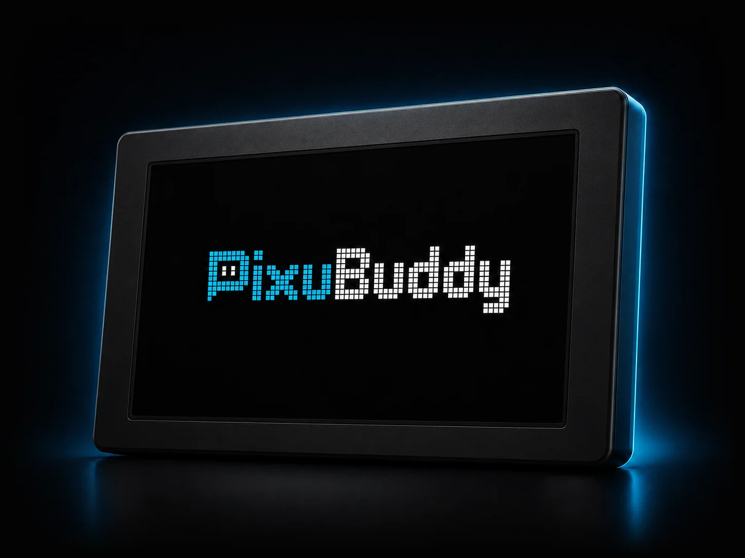 PixuBuddy Gerät mit Logo auf dem Display