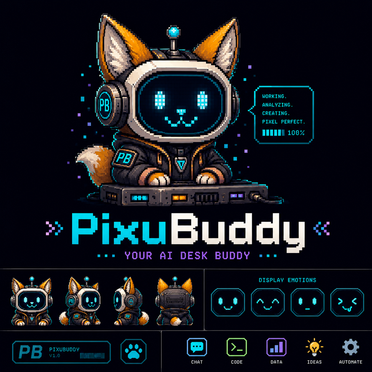 PixuBuddy logo and mascot placeholder